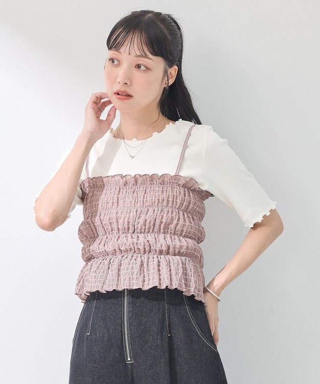 earth music&ecology スパンコールシャーリングビスチェ Mocha