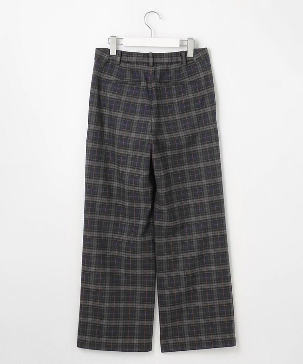 J.PRESS LADIES 【洗える】チェルビックチェック セミワイド パンツ ネイビーチェック系3