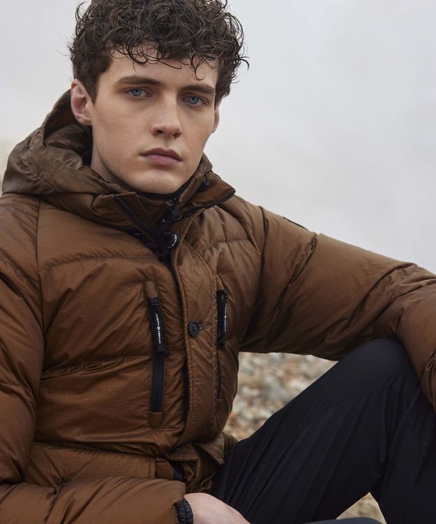 JOSEPH ABBOUD MOUNTAIN 【UNISEX】軽量/撥水  NYリップ ダウンブルゾン キャメル系