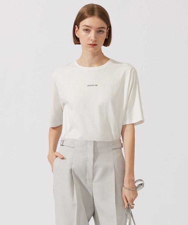 ICB 【接触冷感・UVケア・洗える】ロゴＴＥＥ カットソー ロゴ×オフホワイト系