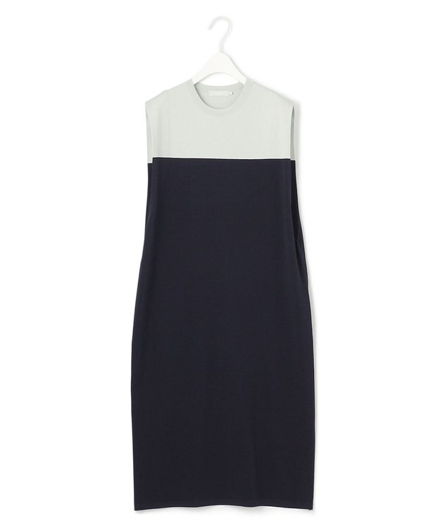 ICB 【WEB限定カラーあり・接触冷感・UVケア・洗える】 シンセティックハイゲージ ワンピース アイスグレー×ネイビー系