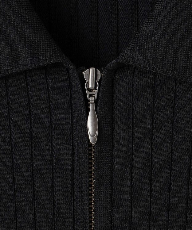 ICB 【洗える】シルクヴィスコースハイゲージ ジップアップカーディガン ブラック系