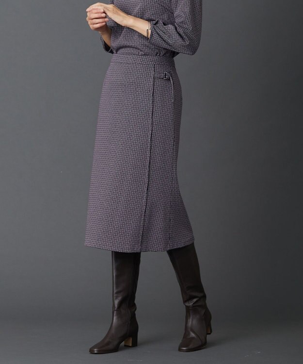 J.PRESS LADIES 【洗える】幾何ジャカード スカート ネイビー系5