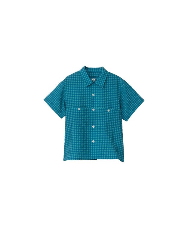 ヘリーハンセン トップス キッズ ショートスリーブ マリンリゾートシアサッカーシャツ  140  オーシャンネイビー(ON) キッズ・速乾・UVカット・耐海水・耐塩素】ショートスリーブ マリン