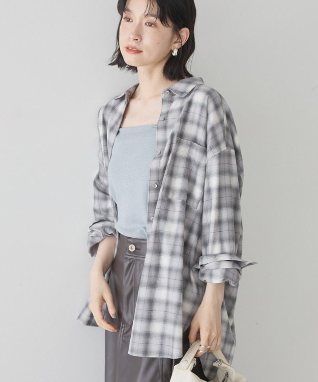 AMERICAN HOLIC ビエラ起毛チェックシャツ Gray