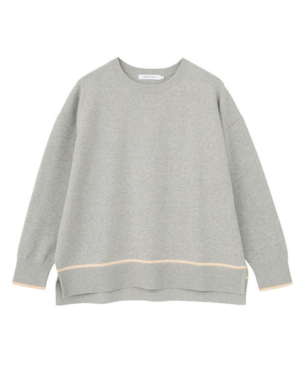 AMERICAN HOLIC バイカラークルーネックニットプルオーバー Light Gray Mixture