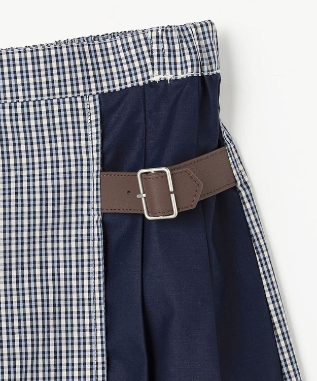 組曲 KIDS 【150-170㎝】 チェックプリーツ キュロット サックスブルー