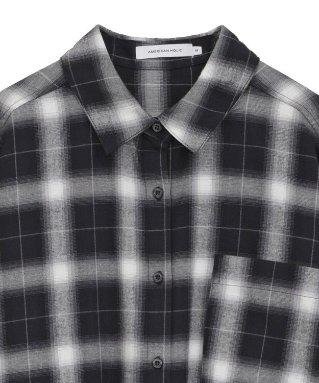 AMERICAN HOLIC ビエラ起毛チェックシャツ Black