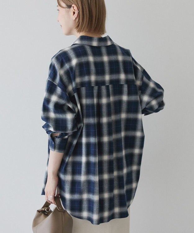 AMERICAN HOLIC ビエラ起毛チェックシャツ ネイビー