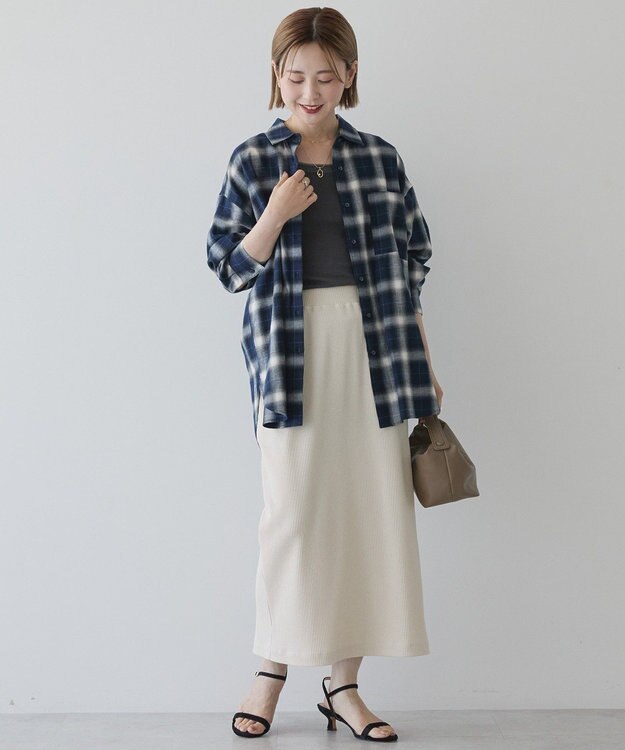 AMERICAN HOLIC ビエラ起毛チェックシャツ ネイビー