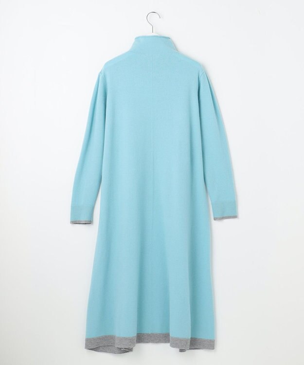 自由区 【洗える】セミウーステッドウールニット ワンピース メンソール×ライトグレー