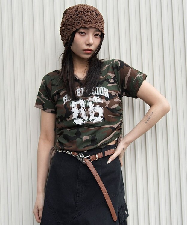 WEGO キーネックサイドレースアップちびT 柄5