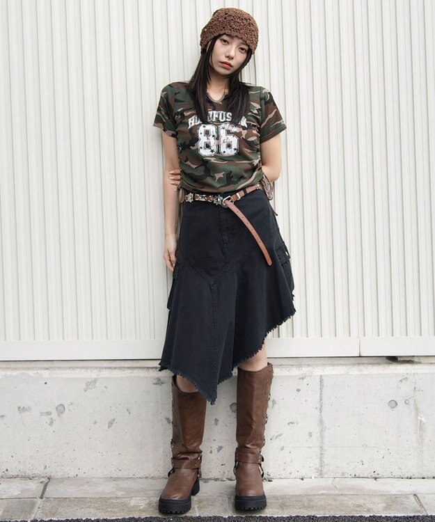 WEGO キーネックサイドレースアップちびT 柄5