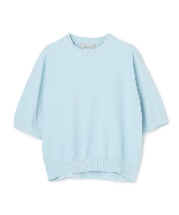 UNFILO L ベロアモール ハーフスリーブニット サックス