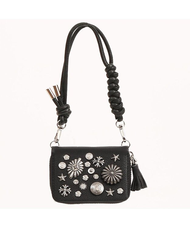 UNBILLION ペルケ perche / マルチスタッズジャバラチャームウォレットショルダー ブラック