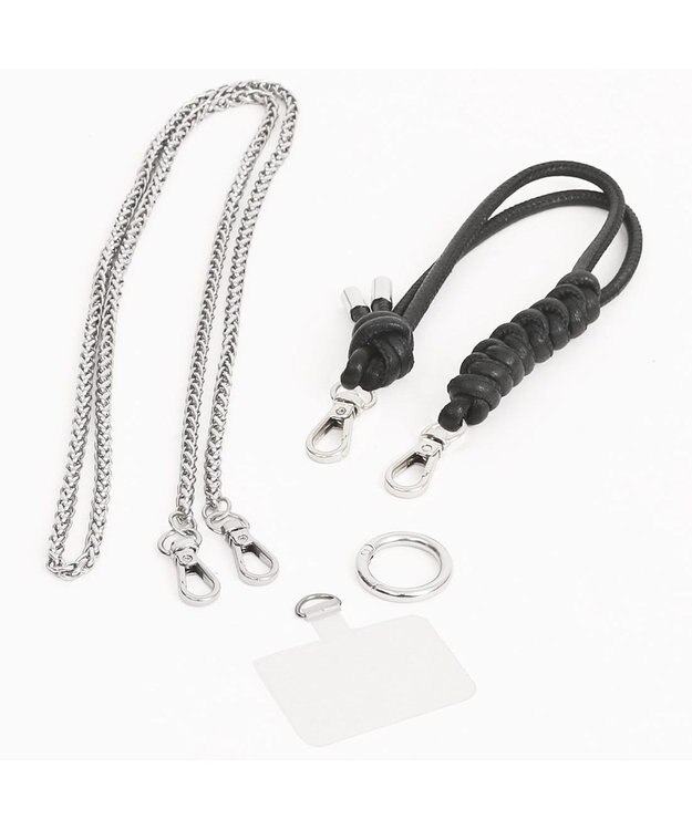 UNBILLION ペルケ perche / マルチスタッズジャバラチャームウォレットショルダー ブラック