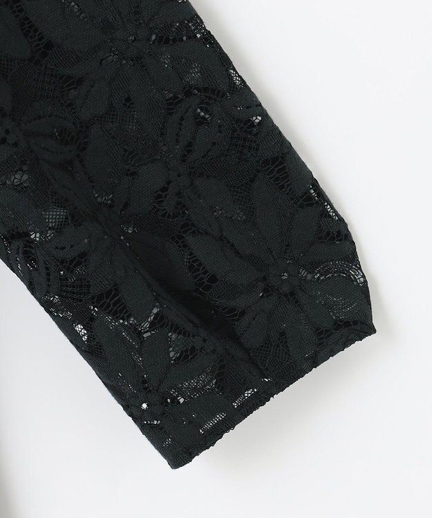 自由区 【洗える】フラワーコードレース ペプラムブラウス ブラック系