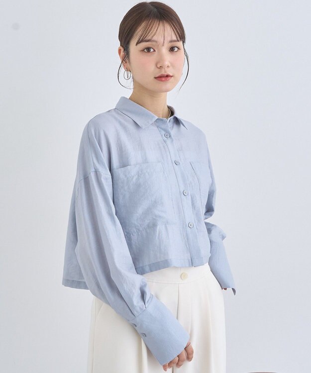 earth music&ecology Ｗポケットショートシャツ Sax