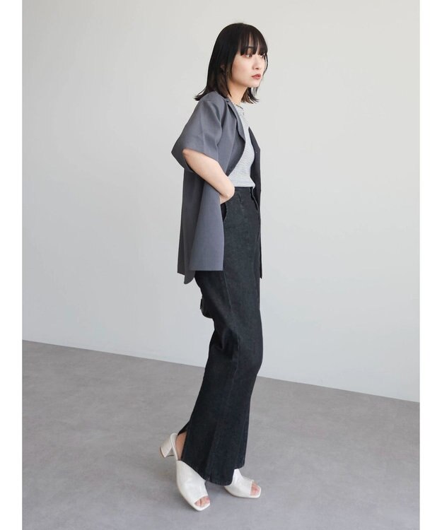 Green Parks 速乾開襟シャツ Charcoal Gray