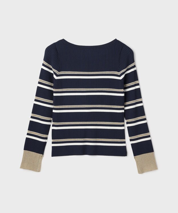 GRACE CONTINENTAL ラメボーダーニットトップ ネイビー
