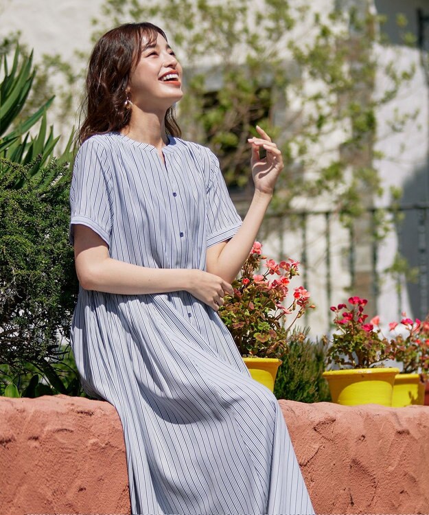 Tiaclasse 【洗える】サイドタックスキッパーシャツワンピース ネイビー