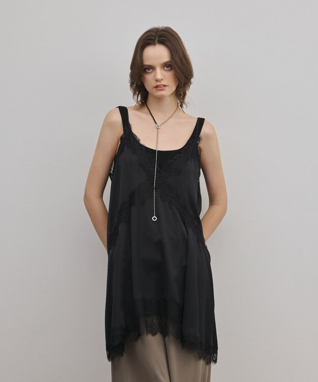 GRACE CONTINENTAL サテンレースキャミ ブラック