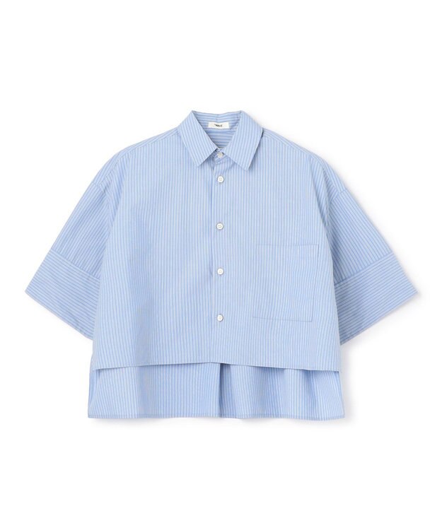 NAVE 【ReNAVE・セットアップ可/洗える/接触冷感/UVケア】コットンポリブロード クロップドシャツ サックスブルー系1