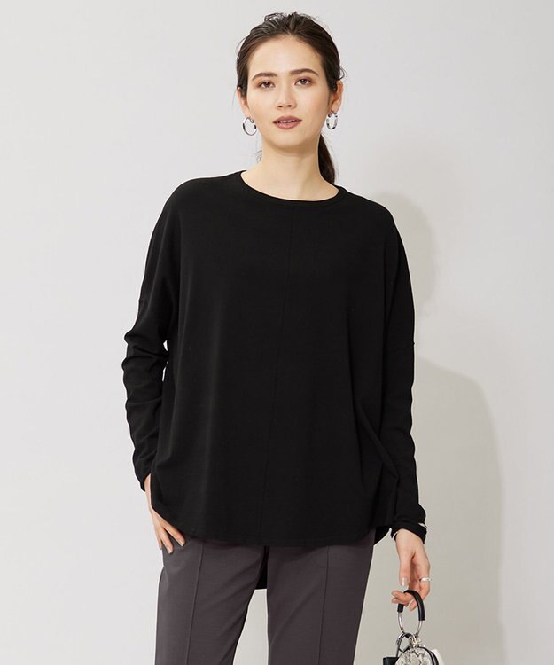 ICB 【WEB限定カラーあり・洗える】ヴィスコースワイド プルオーバー ブラック系