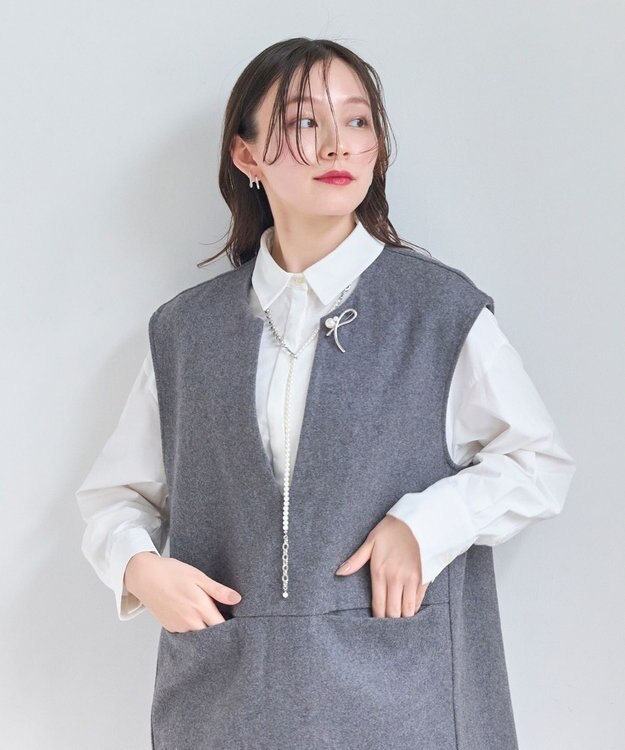 Phoebe クロスメタルパールブローチ　シルバー シルバー