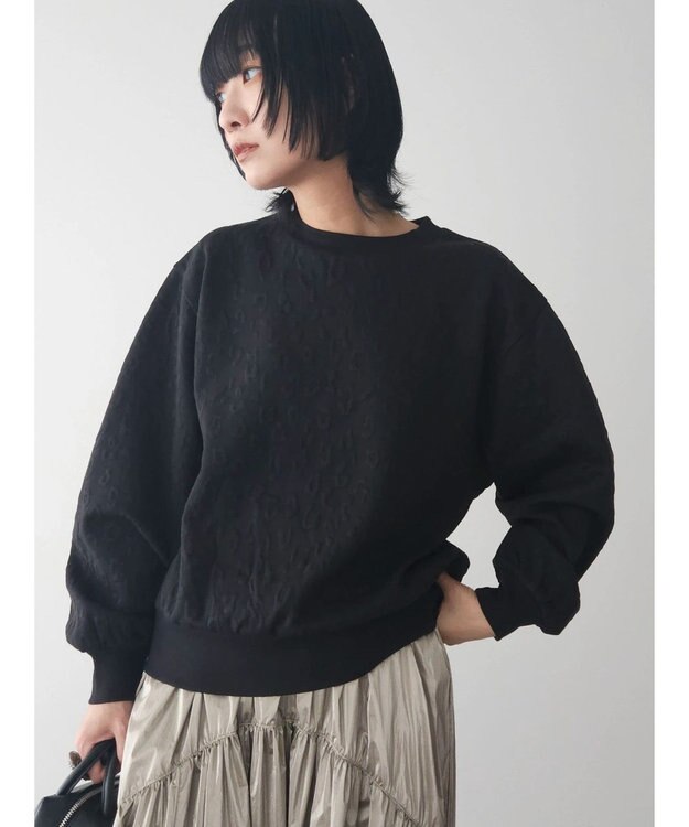 Green Parks ヒョウ柄ジャガードプルオーバー Black