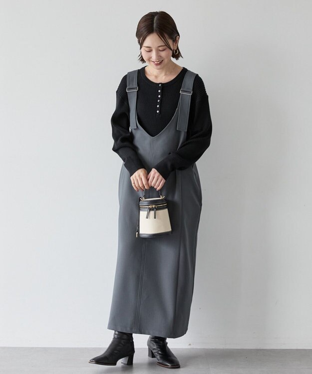 AMERICAN HOLIC イージーケアWクロスIラインワンピース Charcoal Gray