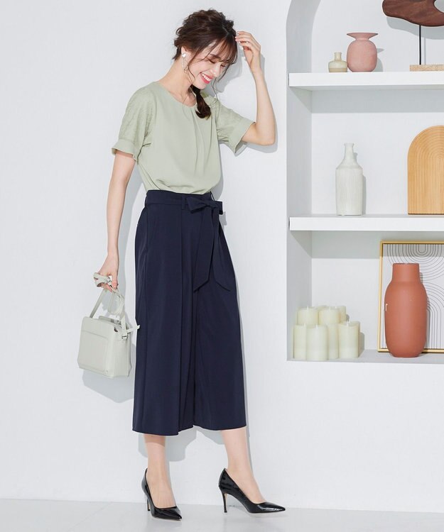 Tiaclasse 【新色追加・洗える】体型カバーも叶うレーススリーブブラウス ミント