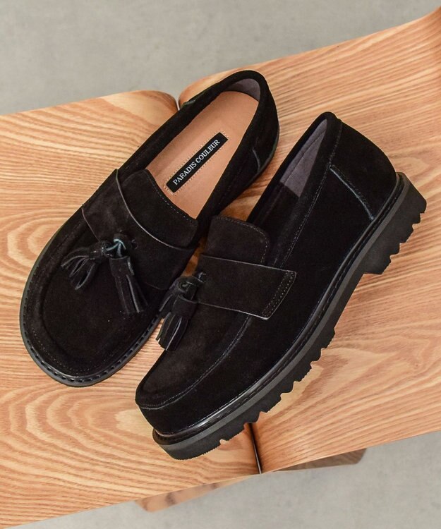 Bridget Birkin 【PARADIS COULEUR】オブリークトウタッセルローファー ブラックスウェード