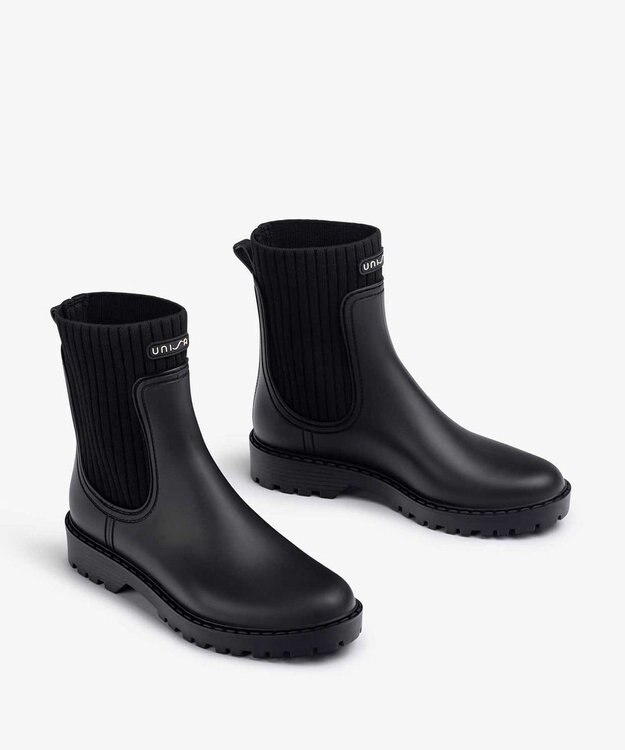 BONTRE 【UNISA/ウニサ】リブデザインレインブーツ ブラック