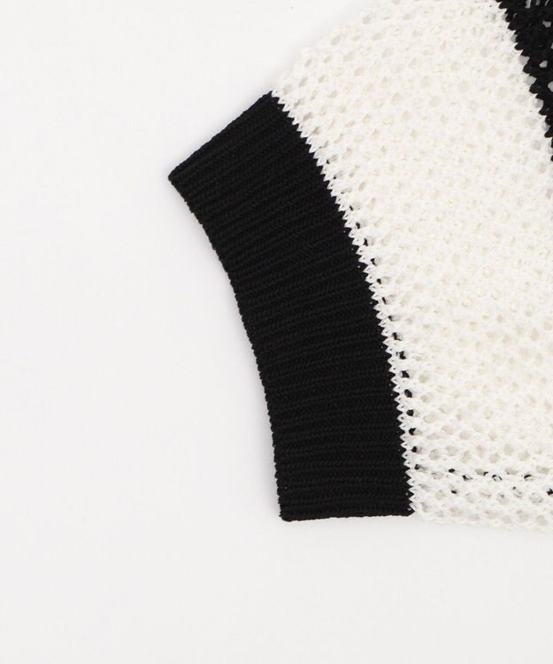 WEGO 襟付きリボンメッシュショートカーデ 柄1