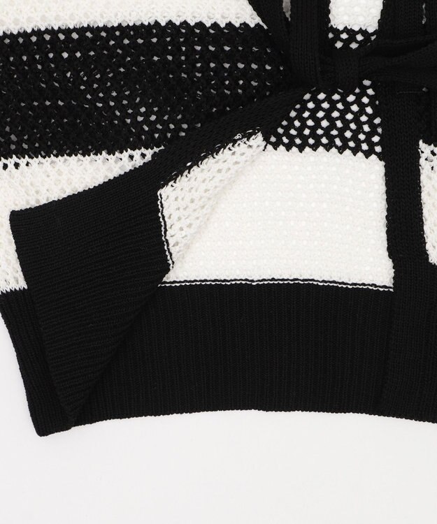 WEGO 襟付きリボンメッシュショートカーデ 柄1