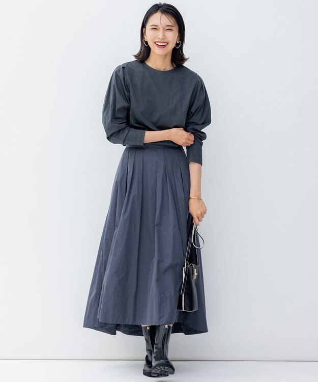 23区 【洗える】ライトメモリーウェザー フレアスカート グレー系
