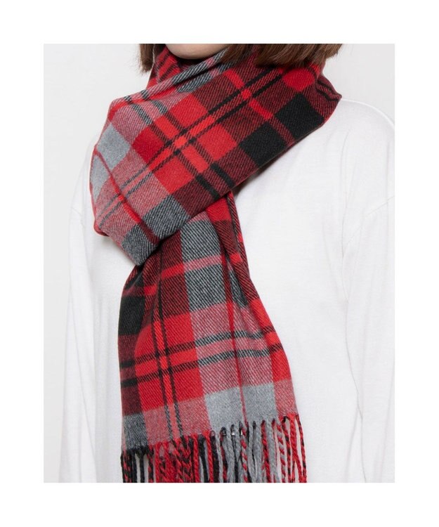 UNBILLION カシュネ cache nez / 静電チェック柄ストール レッド