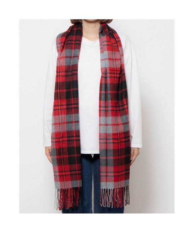 UNBILLION カシュネ cache nez / 静電チェック柄ストール レッド
