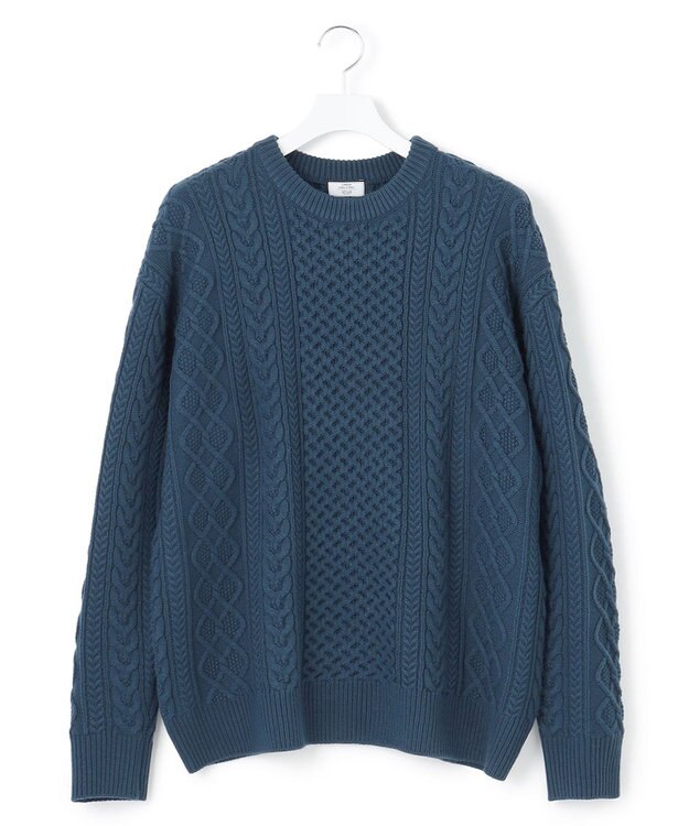 J.PRESS YORK STREET 【UNISEX】アランケーブルニット ダークグリーン系