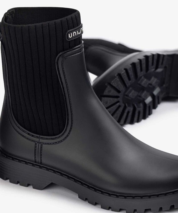BONTRE 【UNISA/ウニサ】リブデザインレインブーツ ブラック