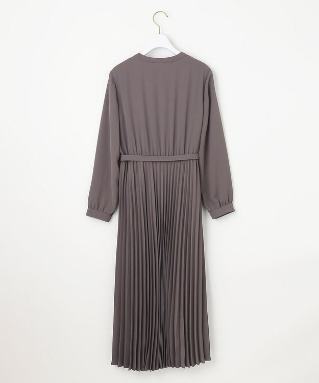 ANY SIS 【洗える】スタンドカラープリーツ ワンピース スレート