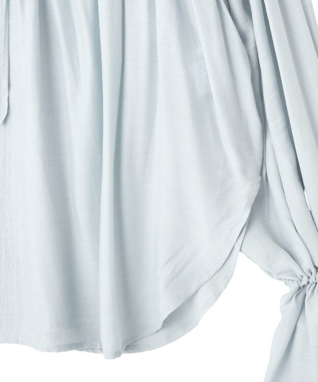 YECCA VECCA シャーリングギャザーリボンブラウス Sax