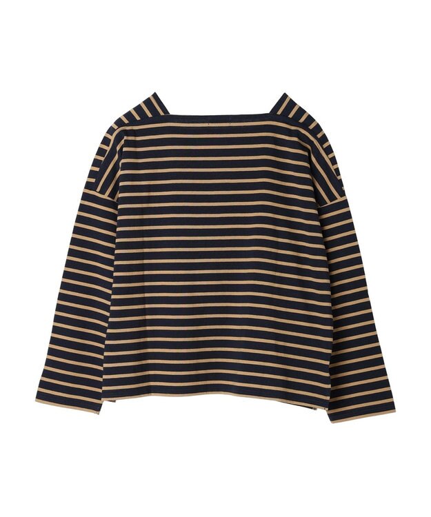 earth music&ecology スクエアボーダープルオーバー Navy