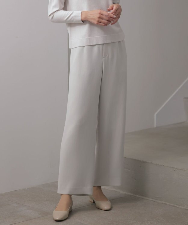 J.PRESS LADIES L 【セットアップ対応】セラテリーダブルクロス セミワイド パンツ グレージュ系
