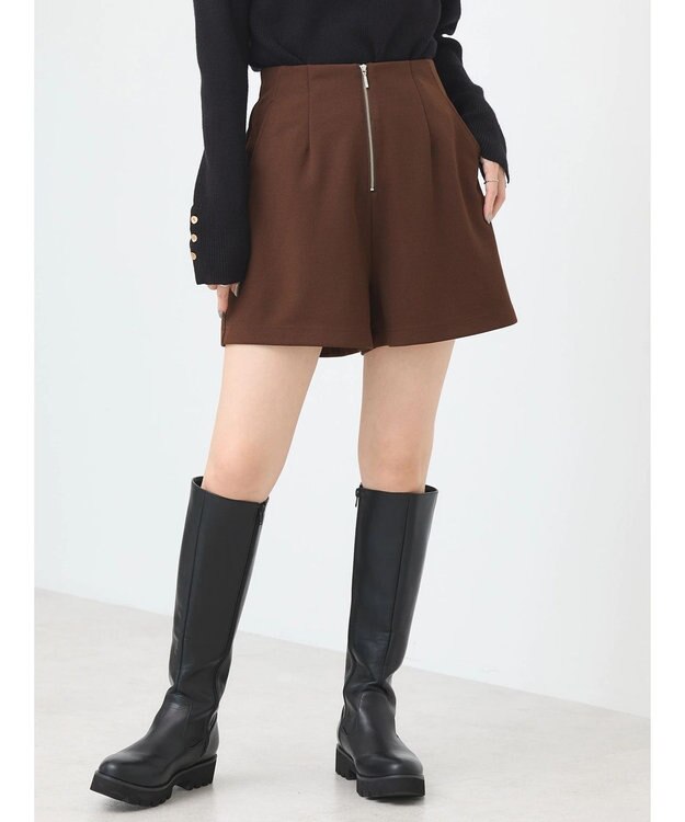 earth music&ecology フロントジップショートパンツ Chocolat