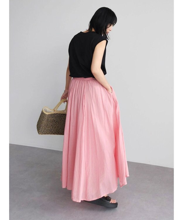 Green Parks インド綿　ふんわりボイルロングスカート Pink