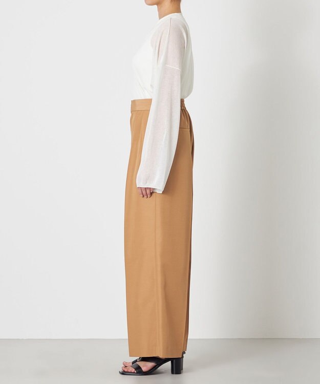 NAVE 【ReNAVE・セットアップ可/撥水加工/防シワ/ウエストゴム】ポリエステルタッサー パンツ キャメル系