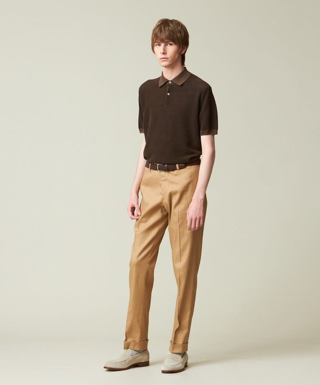 J.PRESS MEN 【ビジネス対応】【HYBRID LINEN】ニットポロシャツ ブラウン系1