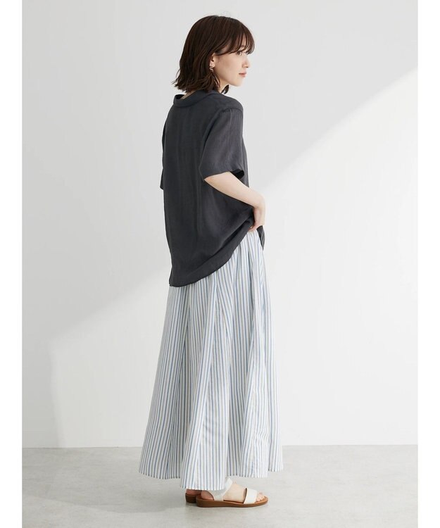 Green Parks ゆったり開襟シャツ Charcoal Gray